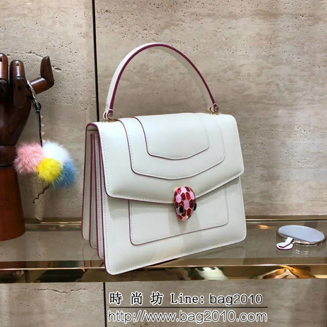 BVLGARI寶格麗 原單品質 最新款蛇頭扣環 奶白色 時尚手提肩背包 38329 FYD1297